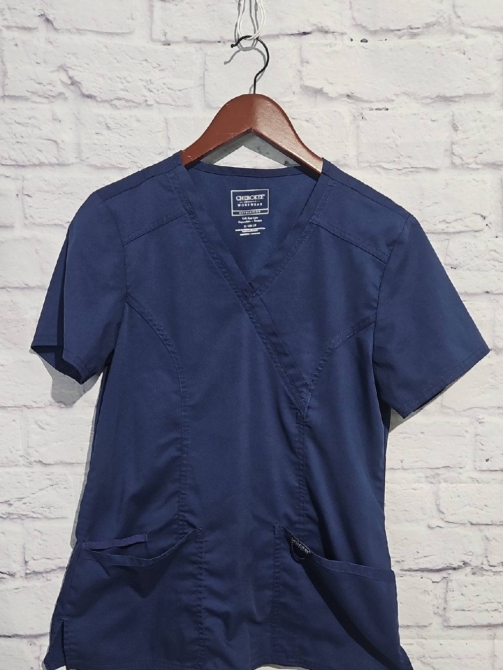 Cherokee Navy V-Neck Short Sleeve Scrub Top